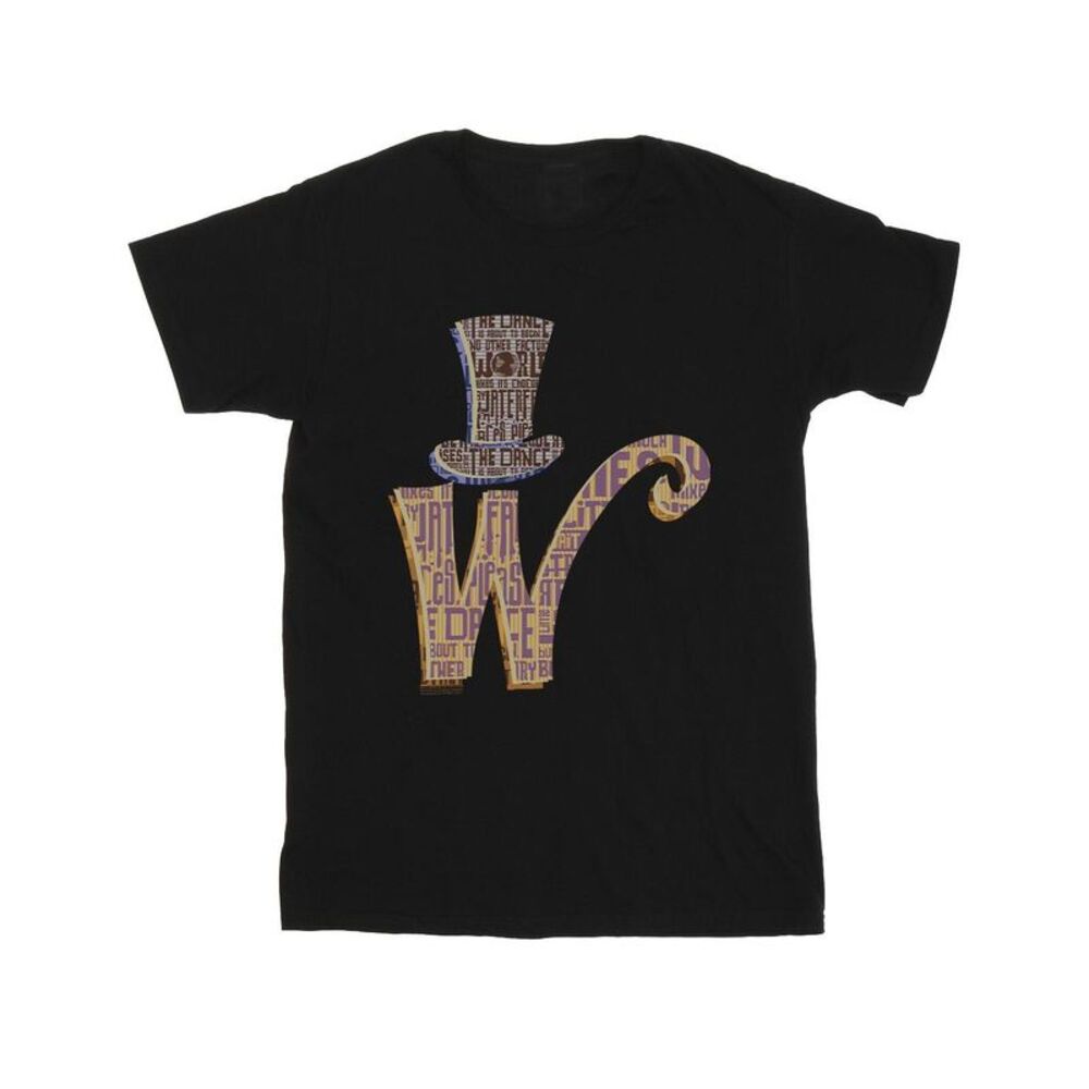 Willy Wonka Boys W Logo Hat T-Shirt / Black